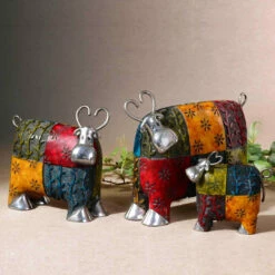 Uttermost Colorful Cows Metal Figurines, Set/3 Table Decor