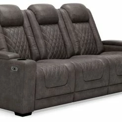 Ashley Furniture Hyllmont - Gray - Pwr Rec Sofa With Adj Headrest Reclining Furniture