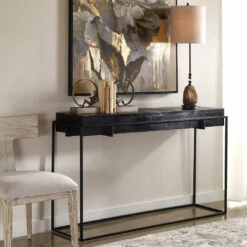 Tables Uttermost Telone Modern Black Console Table