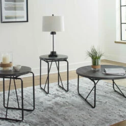 Ashley Furniture Garvine - Charcoal/black - Occasional Table Set (3/cn)