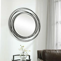 Accessories Uttermost Whirlwind Black Round Mirror