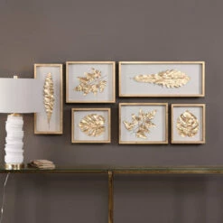 Uttermost Golden Leaves Shadow Box Set/6