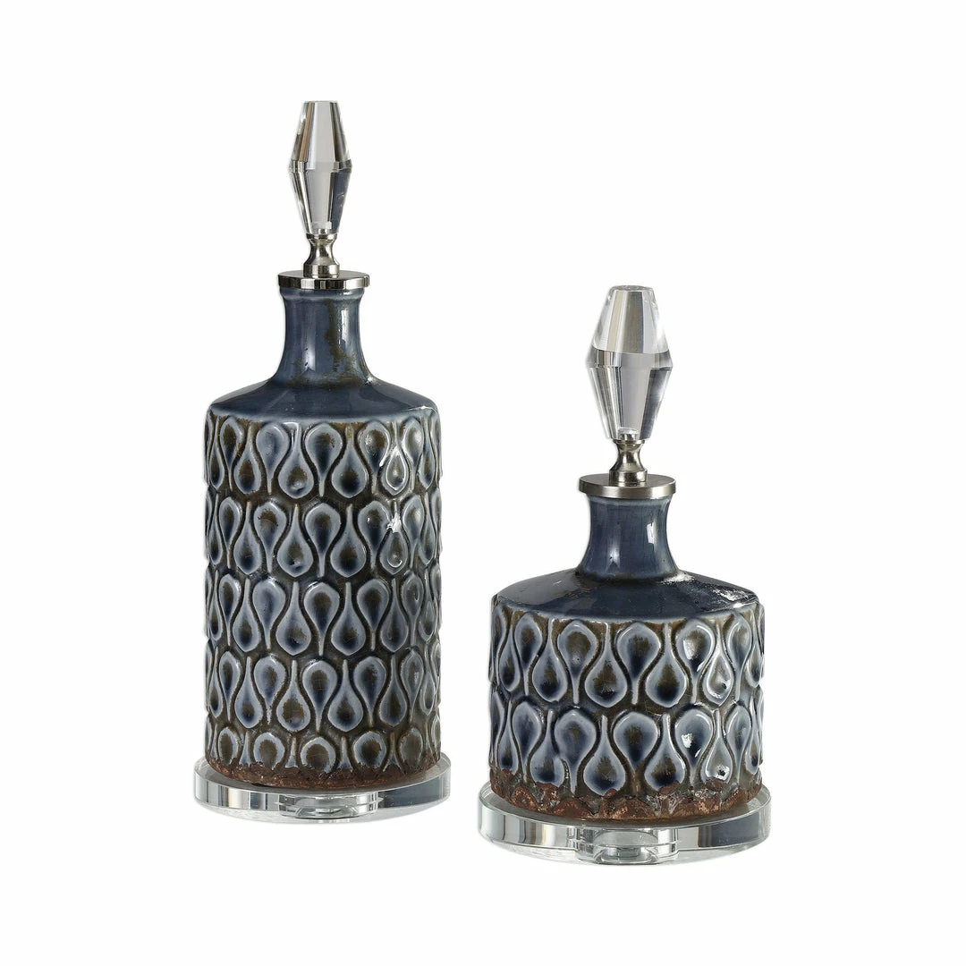 Best deal ๐ Uttermost Varuna Cobalt Blue Bottles S/2 ๐ฅฐ 3 Uttermost Varuna Cobalt Blue Bottles S/2