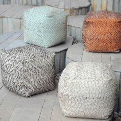 Accessories Uttermost Valda Gray Wool Pouf
