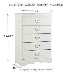 Ashley Furniture Anarasia - White - Five Drawer Chest Chests