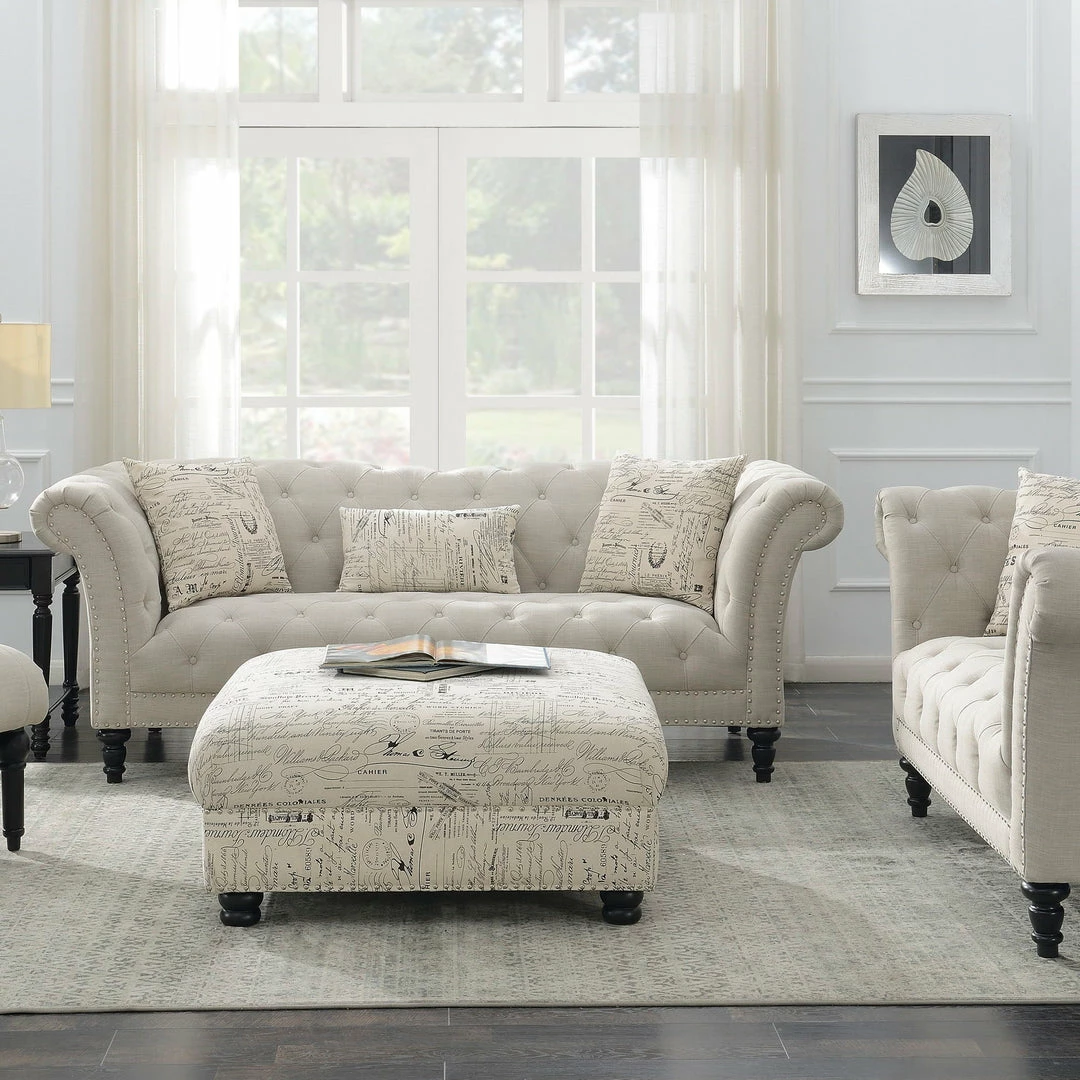 Discount 🎁 Emerald Home Ottomans Hutton II Tufted Ottoman, Ivory 😉 4 Emerald Home Ottomans Hutton II Tufted Ottoman, Ivory