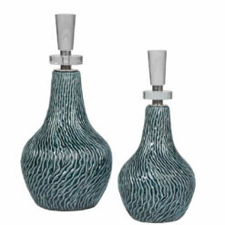 Uttermost Almera Dark Teal Bottles, S/2 Table Decor