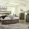 Signature Design By Ashley® Brueban - Rich Ultimate Best In Class Dresser, Mirror, Panel Bed With 2 Storage Drawers Bedroom Sets