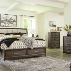 Signature Design By Ashley® Brueban - Rich Ultimate Best In Class Dresser, Mirror, Panel Bed With 2 Storage Drawers Bedroom Sets