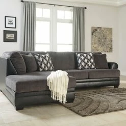 Benchcraft® Sectionals Kumasi - Gray Dark - Laf Chaise & Raf Sofa Sectional