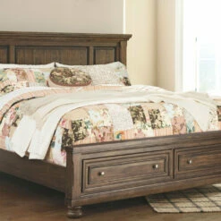 Signature Design By Ashley® Flynnter - Medium Brown - California King Panel Bed With 2 Storage Drawers Beds