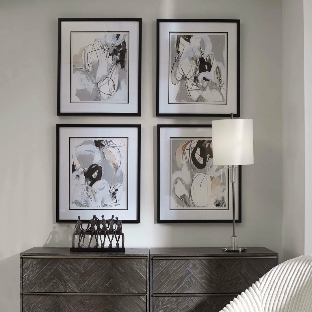 Cheapest 🎉 Uttermost Tangled Threads Abstract Framed Prints, S/4 💯 4 Uttermost Tangled Threads Abstract Framed Prints, S/4