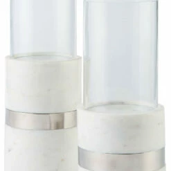 Ashley Furniture Gracelyn - White/silver Finish - Candle Holder Set (2/cn) Table Decor
