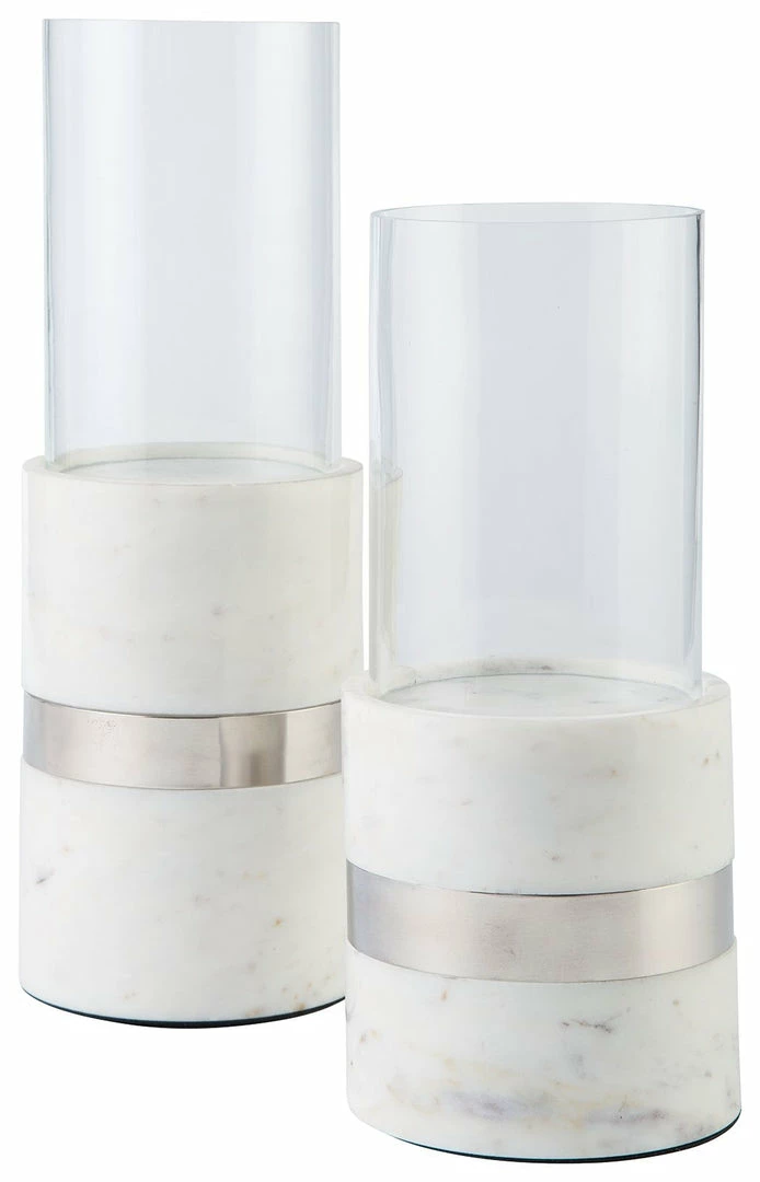 Deals 🌟 Ashley Furniture Gracelyn - White/silver Finish - Candle Holder Set (2/cn) Table Decor ⌛ 3 Ashley Furniture Gracelyn - White/silver Finish - Candle Holder Set (2/cn) Table Decor