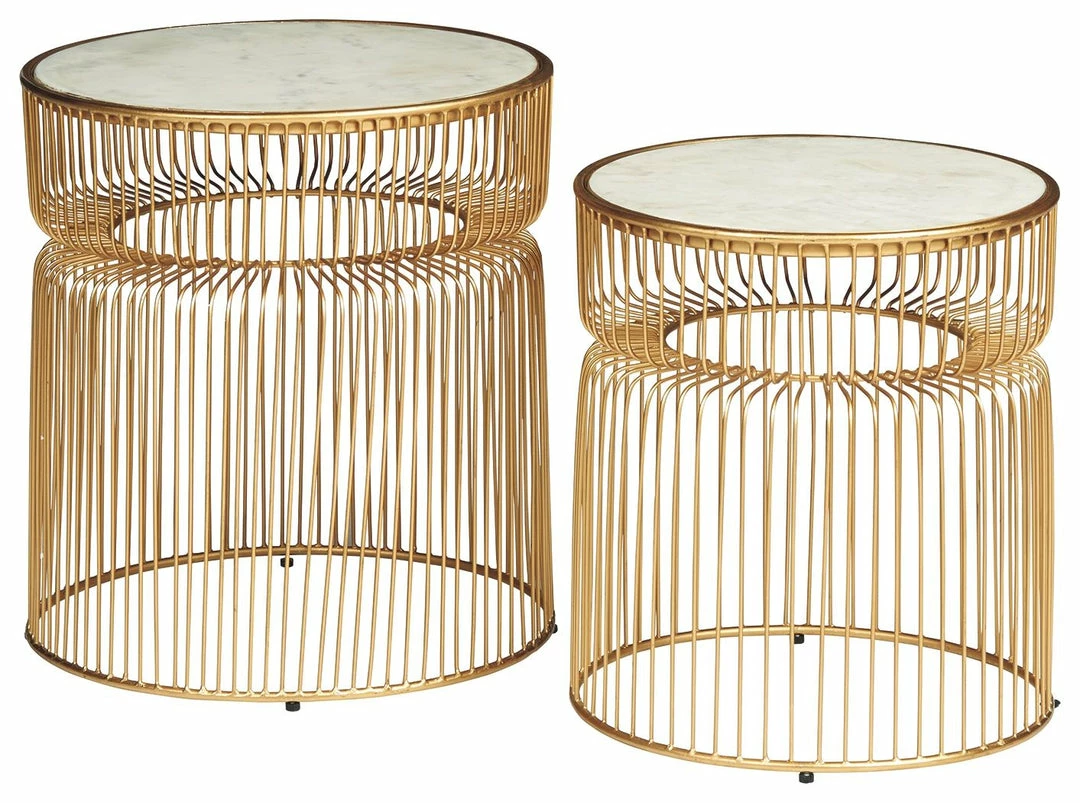Hot Sale ๐ Ashley Furniture Vernway - White/gold Finish - Accent Table Set (2/cn) ๐ 3 Ashley Furniture Vernway - White/gold Finish - Accent Table Set (2/cn)
