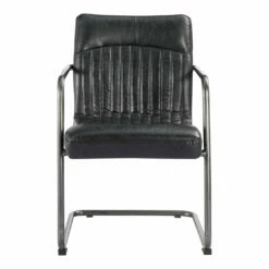 Moe's Home Collection Chairs Ansel Arm Chair Onyx Black Leather -m2