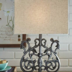 Ashley Furniture Capper - Antique Silver Finish - Metal Table Lamp (1/cn)