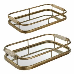 Uttermost Rosea Brushed Gold Trays, S/2 Table Decor