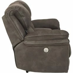 Ashley Furniture Reclining Furniture Trementon - Graphite - Dbl Rec Pwr Loveseat W/console