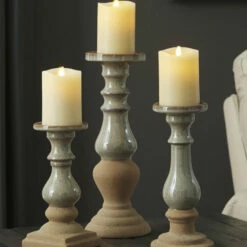 Ashley Furniture Emele - Taupe - Candle Holder Set (3/cn) Table Decor