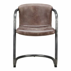 Moe's Home Collection Chairs Freeman Dining Chair Grazed Brown Leather-m2