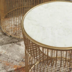 Hot Sale ๐ Ashley Furniture Vernway - White/gold Finish - Accent Table Set (2/cn) ๐ 6 Ashley Furniture Vernway - White/gold Finish - Accent Table Set (2/cn)