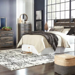 Signature Design By Ashley® Bedroom Sets Drystan - Multi - 6 Pc. - Dresser, Mirror, Chest, Queen Panel Headboard, Nightstand, Bed Frame