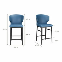 Moe's Home Collection Delaney Counter Stool Steel Blue