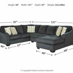 Signature Design By Ashley® Eltmann - Left Arm Facing Corner Chaise, Armless Loveseat, Right Arm Facing Sofa With Corner Wedge Sectional Sectionals