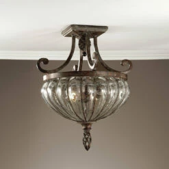 Uttermost Galeana 2 Light Glass Semi Flushmount