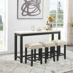 Ashley Furniture Dining Room Sets Anchorville - Dark Brown/white - Rect Drm Counter Tbl Set(4/cn)