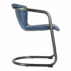 Moe's Home Collection Chairs Freeman Dining Chair Kaiso Blue Leather -m2
