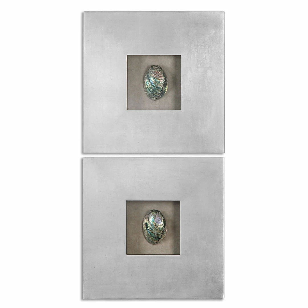 Outlet โ Uttermost Abalone Shells Silver Wall Art, S/2 ๐ 3 Uttermost Abalone Shells Silver Wall Art, S/2