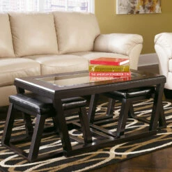 Ashley Furniture Kelton - Espresso - Cocktail Tbl W/2 Stools (3/cn)