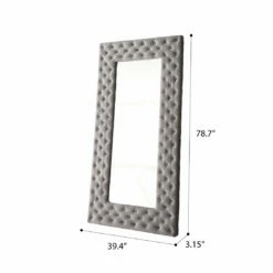 Emerald Home Accessories Lacey Upholstered Floor Mirror