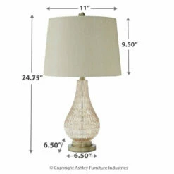 Ashley Furniture Accessories Latoya - Beige - Glass Table Lamp (1/cn)