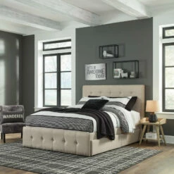 Signature Design By Ashley® Gladdinson - Gray - Queen Upholstered Bed With 4 Storage Drawers Beds