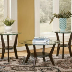 Ashley Furniture Fantell - Dark Brown - Occasional Table Set (3/cn)