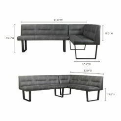 Moe's Home Collection Hanlon Corner Bench Dark Grey Benches