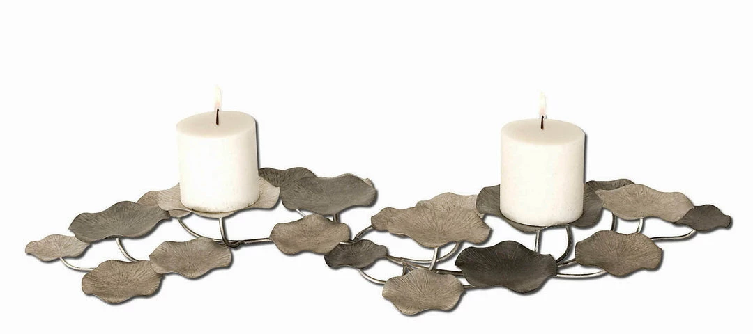 New ⭐ Uttermost Lying Lotus Metal Candleholders Table Decor ✨ 3 Uttermost Lying Lotus Metal Candleholders Table Decor