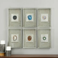 Uttermost Agate Stone Silver Wall Art S/6 Accessories