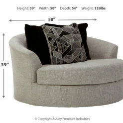 Ashley Furniture Megginson - Storm - Oversized Round Swivel Chair