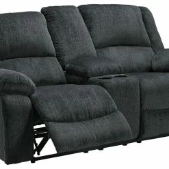 Ashley Furniture Reclining Furniture Draycoll - Slate - Dbl Rec Pwr Loveseat W/console