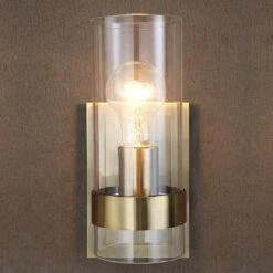 Uttermost Cardiff Antique Brass 1 Light Cylinder Sconce