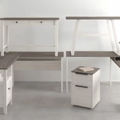 Flash Sale 💯 Ashley Furniture Dorrinson - White / Black / Gray - L-desk With Storage 😍 16 Ashley Furniture Dorrinson - White / Black / Gray - L-desk With Storage