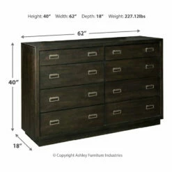 Signature Design By Ashley® Bedroom Sets Hyndell - Dark Ultimate Best In Class Dresser, Mirror, Upholstered Panel Bed With Bench Footboard