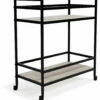 Ashley Furniture Waylowe - Black/tan - Bar Cart Bars & Bar Carts