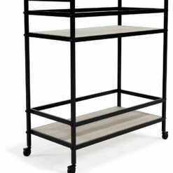 Ashley Furniture Waylowe - Black/tan - Bar Cart Bars & Bar Carts