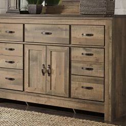 Signature Design By Ashley® Trinell - Best In Class - Dresser, Mirror With Faux Firebrick Fireplace Insert Fireplaces