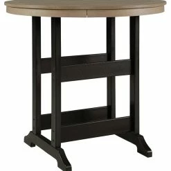 Signature Design By Ashley® Tables Fairen Trail - Black/driftwood - Round Bar Table W/umb Opt